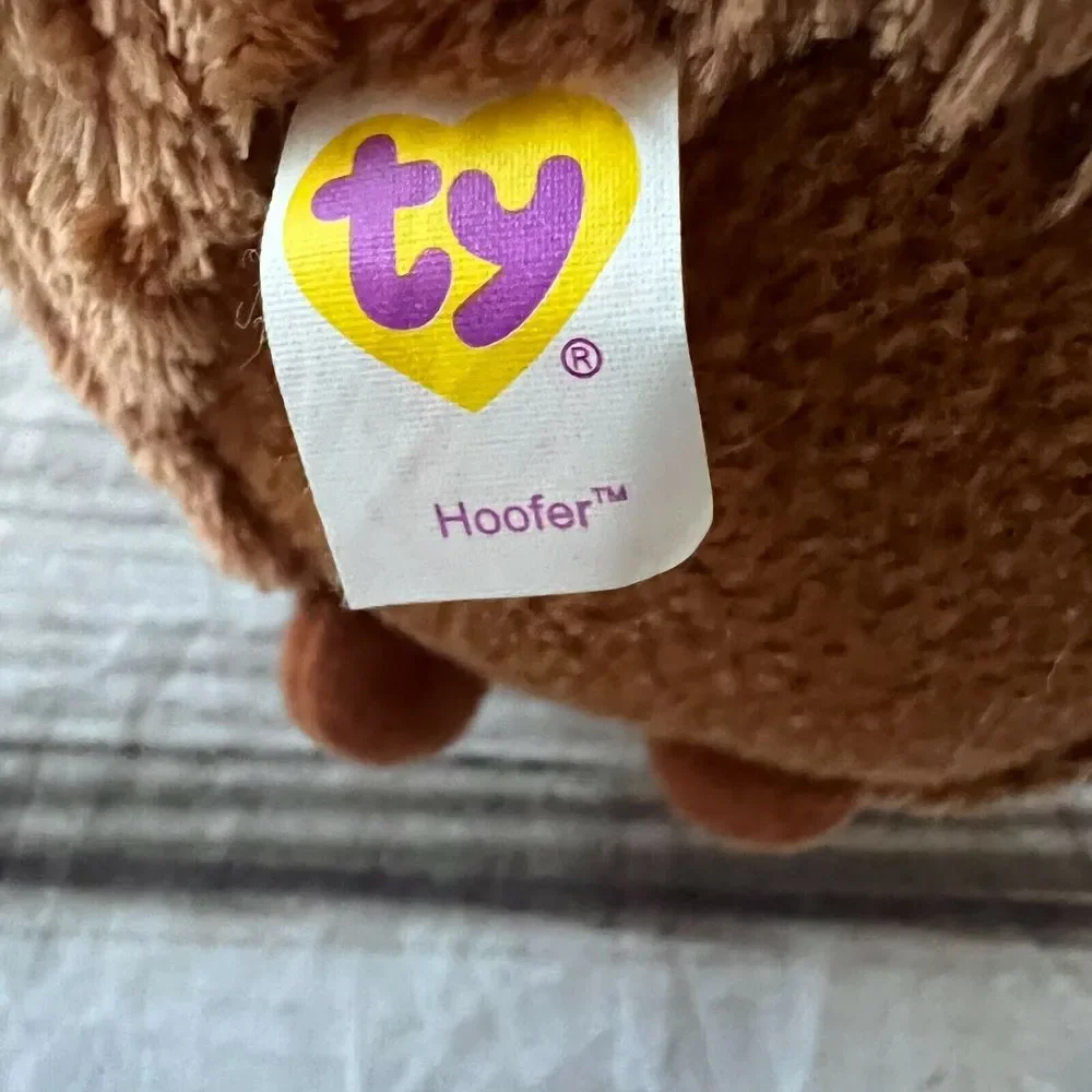 TY Beanie Baby Beanie Hoofer Red‎ Nose Reindeer Cute Christmas Brown Plush Toy